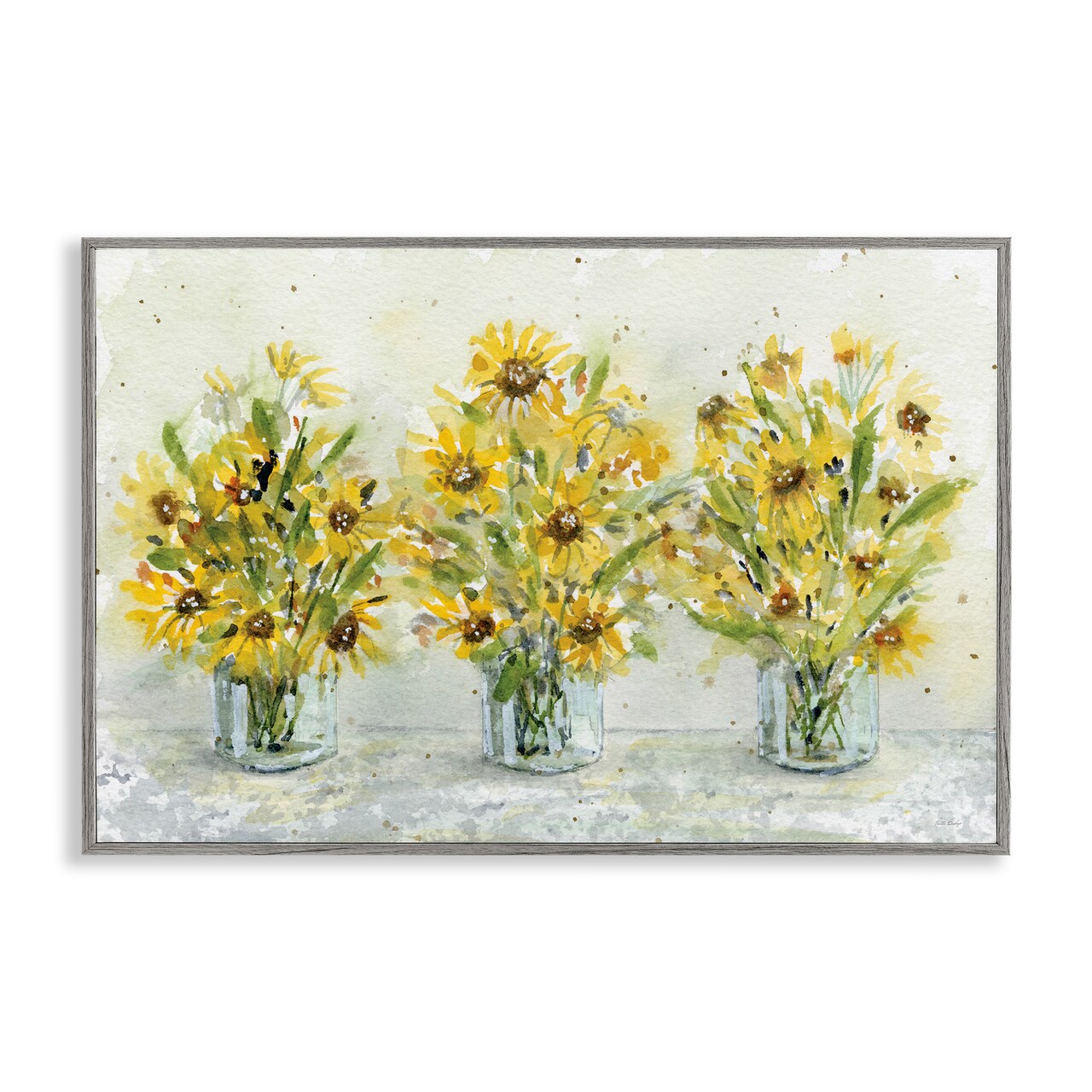 Stupell Industries Trio of Sunflower Vases Framed Giclee, design by Patti Bishop